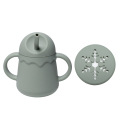 Taza de refrigerio con pajita de silicona 2 en 1 para entrenamiento de niños pequeños