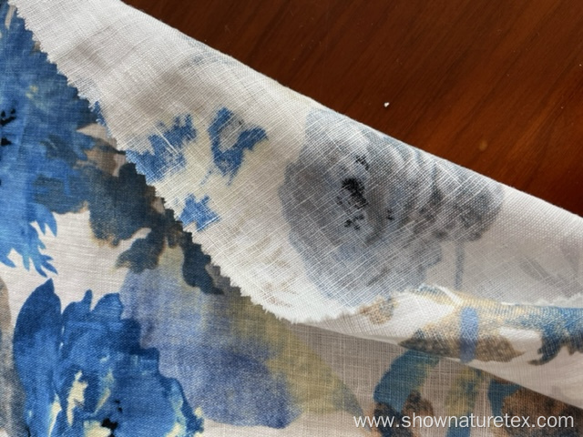 100% linen print fabric