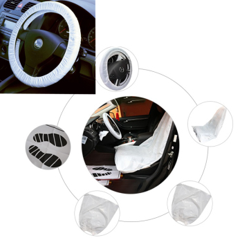 Factory Supply Universal Disposable Transparent Car Seat Cover Set - 5-in-1 Steering Wheel, Gear Lever, and Handbrake Protective Covers