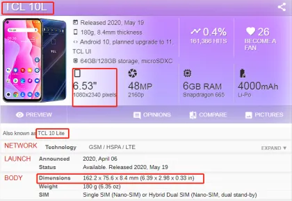 Hot Retail Hybrid Clear TPU Case for TCL 10L & TCL 10L Lite