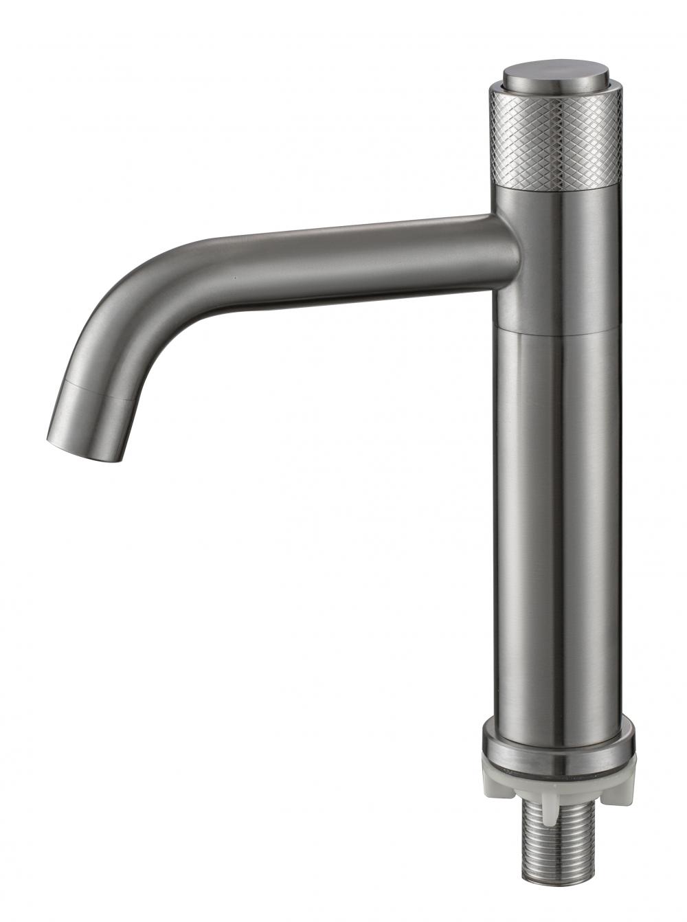 360 rotating stainless-steel button single cold basin faucet