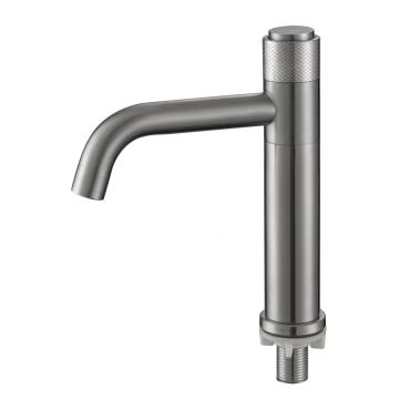 360 rotating stainless-steel button single cold basin faucet