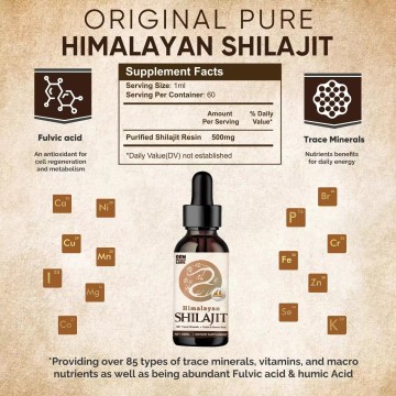 OEM Pure Himalayan Shilajit Resin Liquid Drops Oil Shilajit Resin with 85 Trace Minerals & Fulvic Acid Shilajit Drops