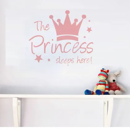 Hot Pink Princess Crown Wall Stickers: Elegant Decorations for Girl's Bedroom Walls