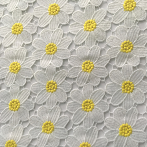 Two Tone Milky Yarn Chemical Lace Embroidery Fabric