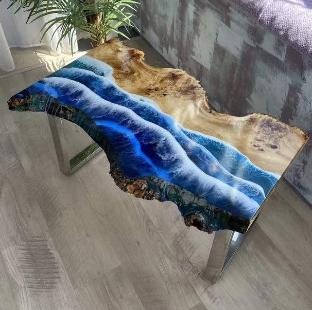 Home Furniture Direct Solid Walnut Wood Restaurant Kitchen Epoxy Resin Slab Dining River Table