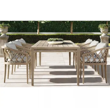 Luxury Modern Teak Restaurant Outdoor Dining Table and Chair Set