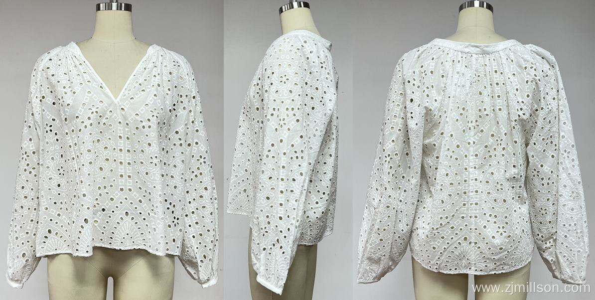 Blouse with Eyelet Embroidery