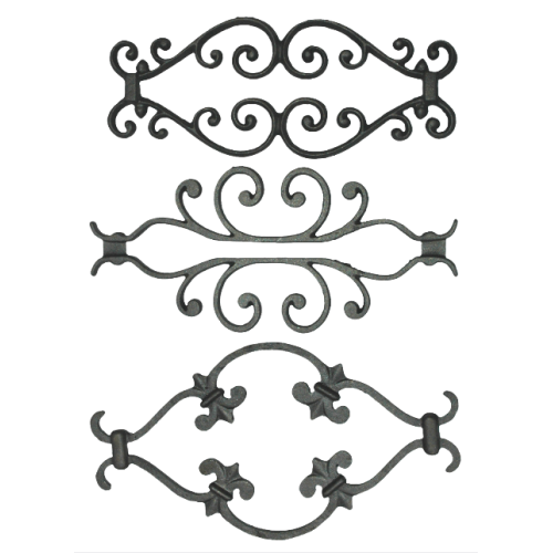 Componentes decorativos de trilhos de ferro forjado