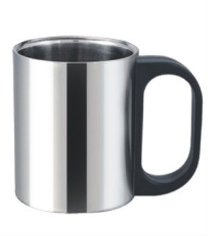 double wall stanless steel cup with black handle