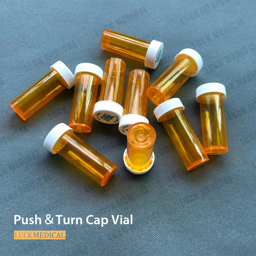 Crianças resistentes Push &amp; Turn Cap Vial