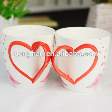 funny attrative design special handle ceramic couple mugs