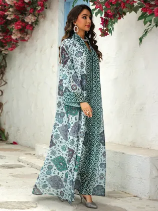 Printed Chiffon Modest Maxi Dress