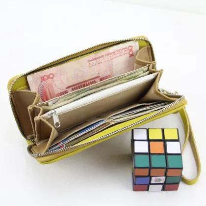 Genuine Leather Women Long Wallet With Zipper