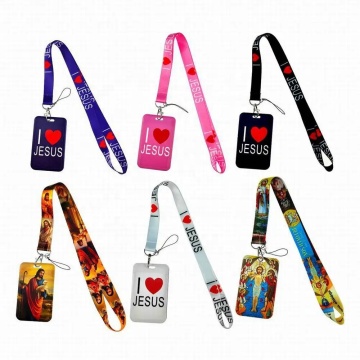 I Love Jesus Christian ID Badge Holder with Neck Lanyard for Phones