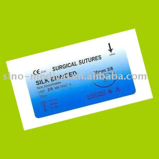 silk braided suture with needle