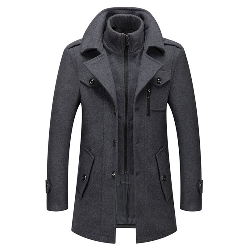 Double Collar Trench Coat Male