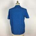 캐주얼 한 느슨한 착용감 삼각형 패턴 블루 셔츠