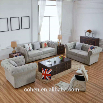SF003 2016 new arrival European white fabric sofa designs with crystal buttons stainless steel legs