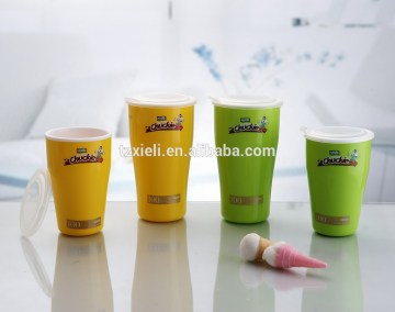 Promotion Double Layer PP Cup,Double Wall Plastic Cup With Lid,Plastic cold water cup