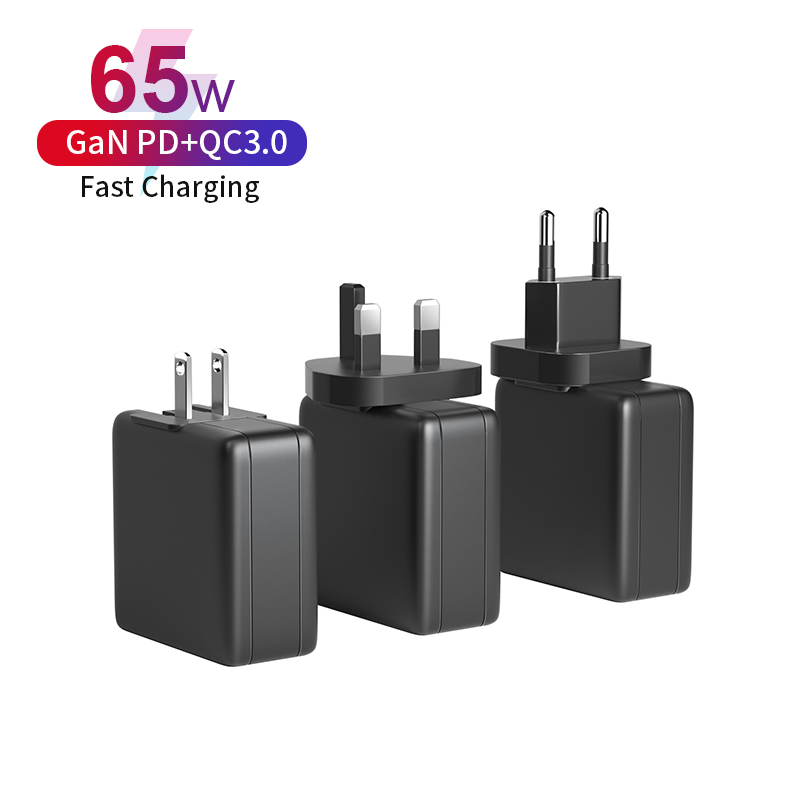 منتجات Electronics Gan Charger 65W 3 Port USB C Quick Charge 4.0 PD Charge Charge Charger