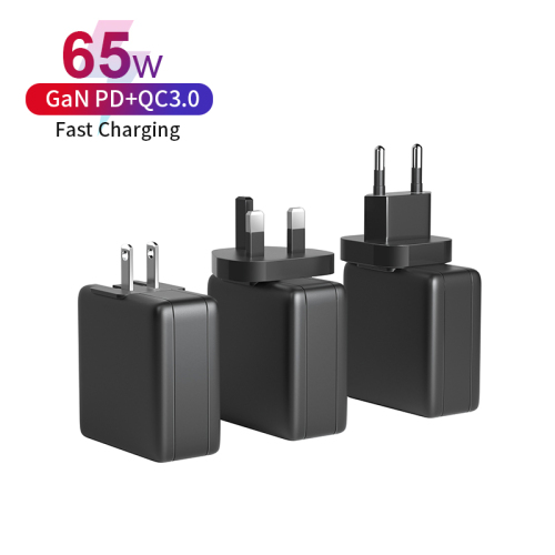 Elektronikprodukter GAN -laddare 65W 3 Port USB C Snabbladdning 4.0 PD Snabbladdning av resor laddare