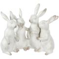 Weiß getünchte Polyresin -Hasen -Quartettfiguren