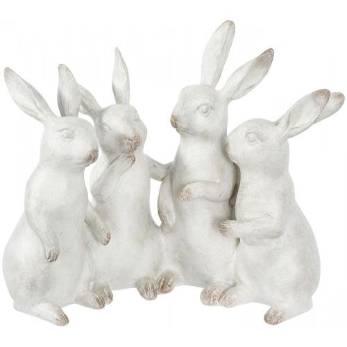 Whitewashed Polyresin Bunny Quartet Figures