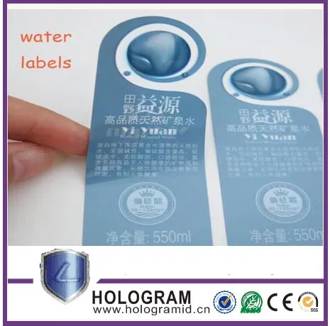 Customized plastic adhesive PVC mineral water bottle label for printing