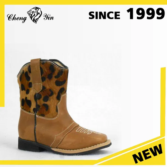 New Style Fashion Durable Rubber Outsole Good Quality Genuine Leather Children Wholesale Leather Cowboy Boots for Outdoor