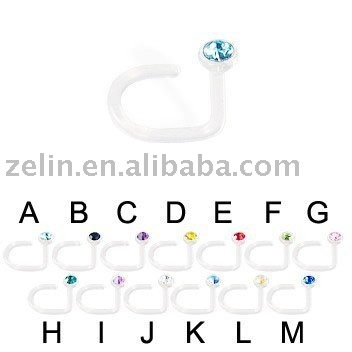 clear acrylic nose ring with fashion stone body piercing jewelry