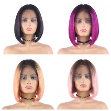 X-TRESS Virgin 100% Human Hair Lace Front Wigs Bob Virgin Brazilian Human Hair Wig Women Short Bob Ombre Pink Natural Hair Wigs