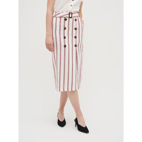 Ladies striped button casual skirt