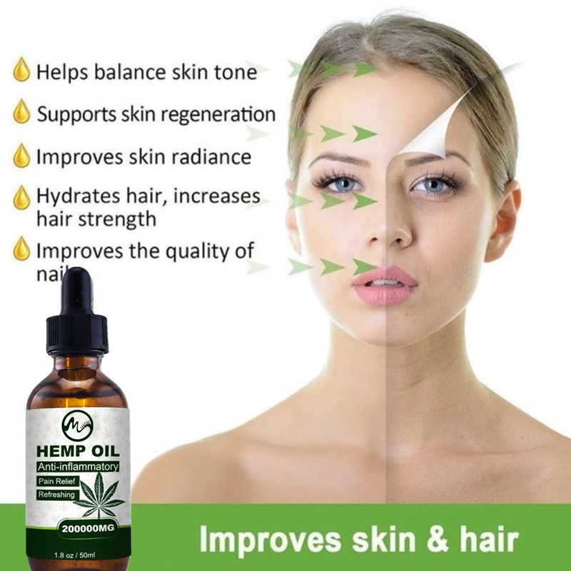 Minch 50ml CBD Pain Relief Oil Hemp Seeds Skin Oil 200000MG Extract Drop for Neck Pain Reduce Anxiety Better Sleep Essence