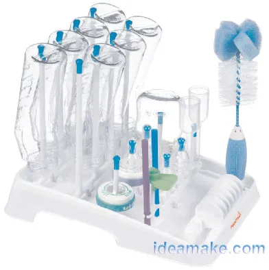 Baby Bottle Drying Rack Plastic 12 Bottle Capacity Folds for Storage