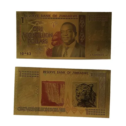 Customizable Zimbabwe Banknotes: Gold Plated 100 Billion Trillion Quintillion Dollar Wholesale Offer