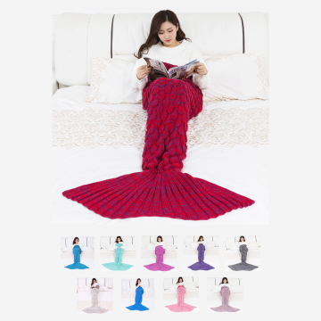 Wholesale Mermaid Christmas Blankets: Acrylic Cable Knitted Sleeping Blankets & Adult Kids Mermaid Tails