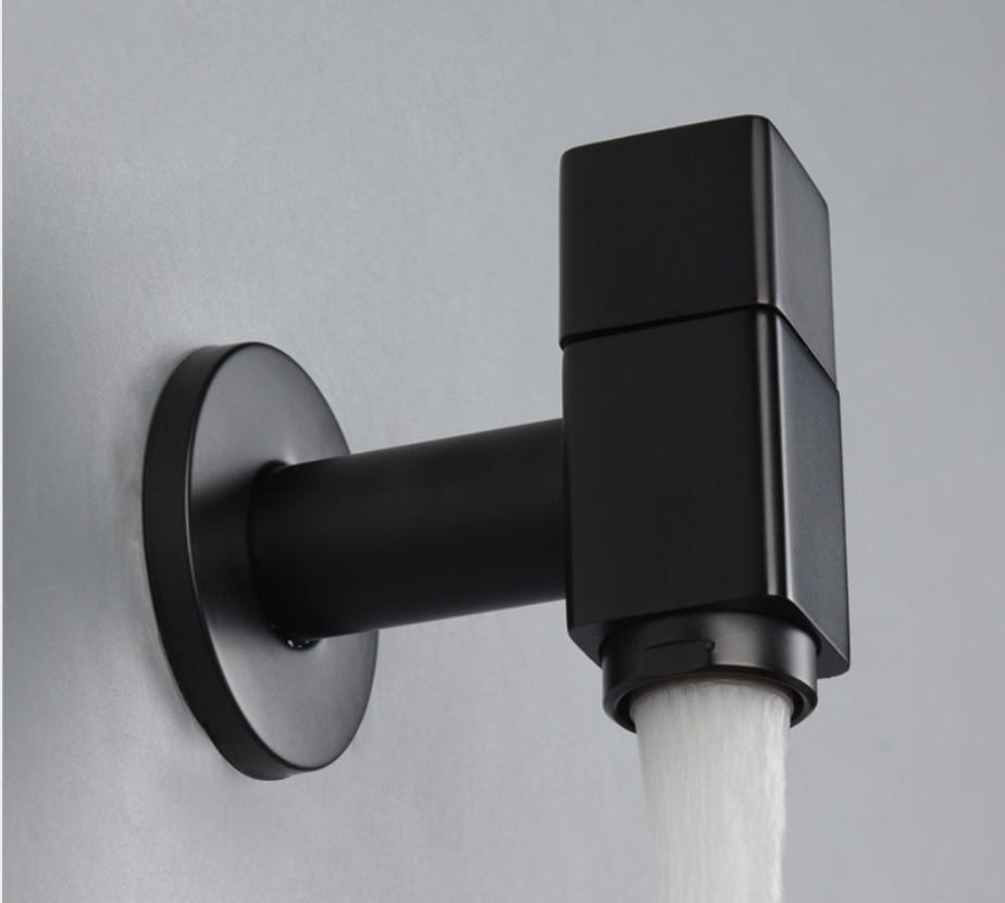 야외 정원 용 수도꼭지 탭 검게 황동 벽 마운트 욕실 코너 세탁기 수도꼭지 목욕 화장실 걸레 풀 도청