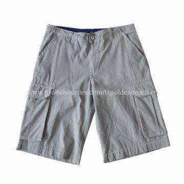 Cargo shorts, made of 100% cotton, stone, enzyme and fade wash