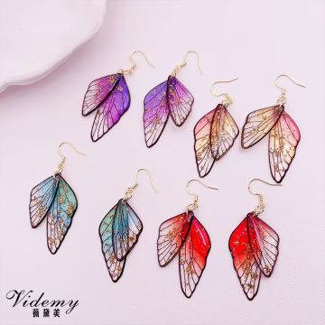 Colorful Acrylic Butterfly Ear Hooks with Fantasy Style