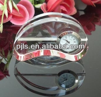 crystal name card holder with clock, crystal office supplies