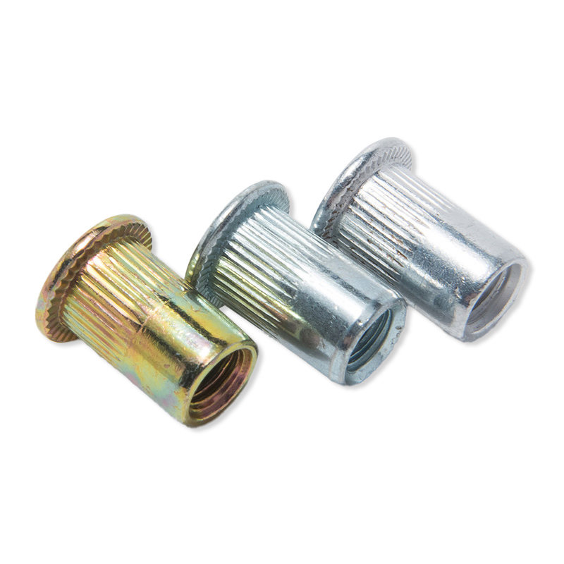 Flat head knurled riveted nuts