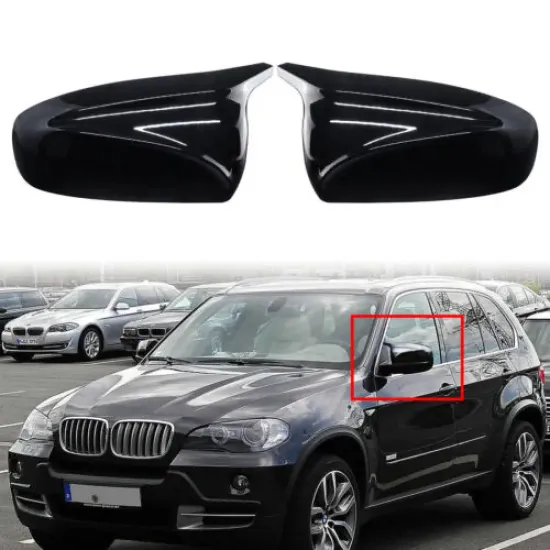 Gloss Black Side Wing Mirror Cover Caps for BMW X5 E70/X6 E71 2007-2013