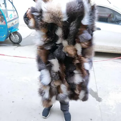 factory wholesale lynx printed Real white fox belly fur plate