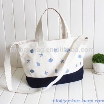 Customized logo two-way canvas tote bag with long strap(91024)