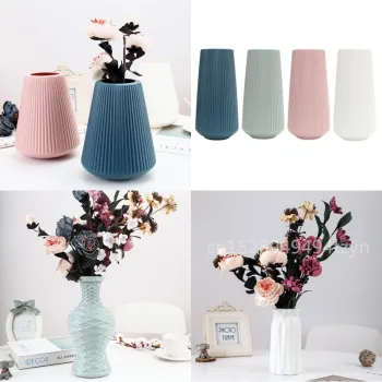Plastic Origami Vase Imitation Ceramic Flower Pot Bottle Arrangement Container