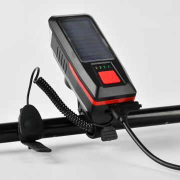 Super Bright Solar-Powered 1000 Lumen LED Bike Light with Horn: USB Rechargeable and Battery Operated