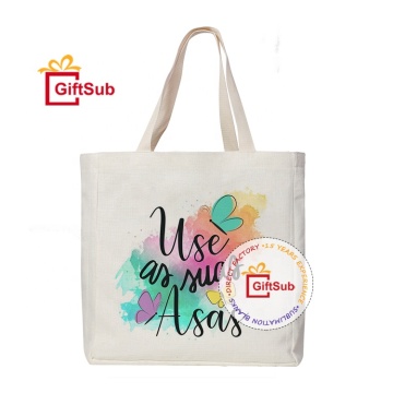 Custom Printed Large 40*38CM Sublimation Blank Cotton Linen Shopping Handbag and Tote Bag