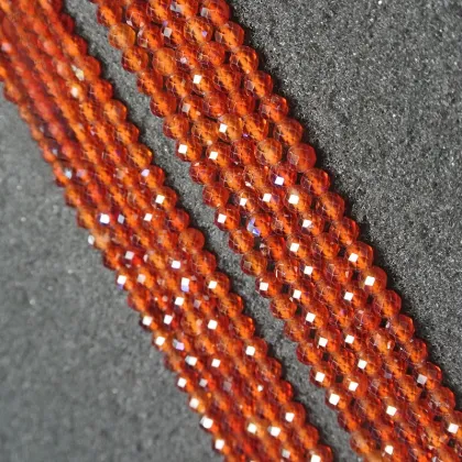 Natural Orange Garnet Loose Beads Faceted Round Beads