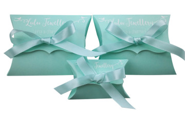 Customized Pillow box packages with ribbon